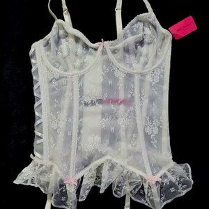 Betsey Johnson Lace Corset Bustier With Garter Clasps